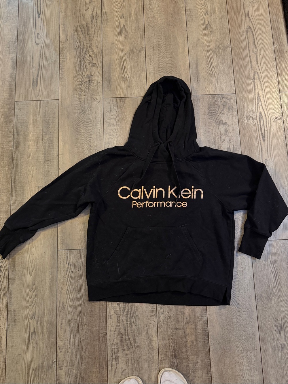 Calvin Klein Performance Black Hoodie with Gold Logo